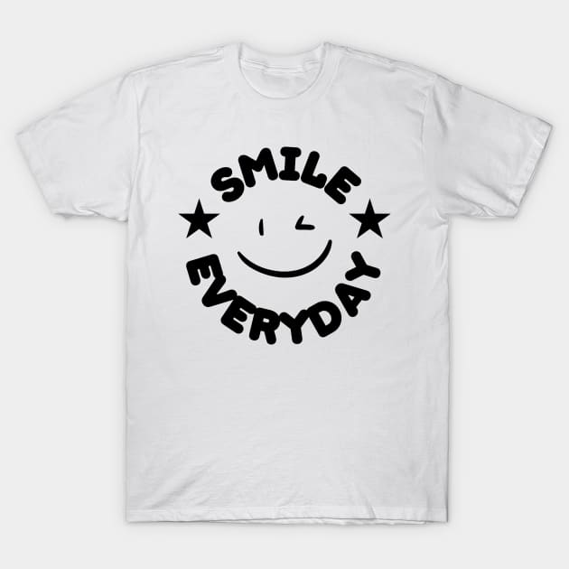 Smile Everyday circle design black color T-Shirt by suhwfan